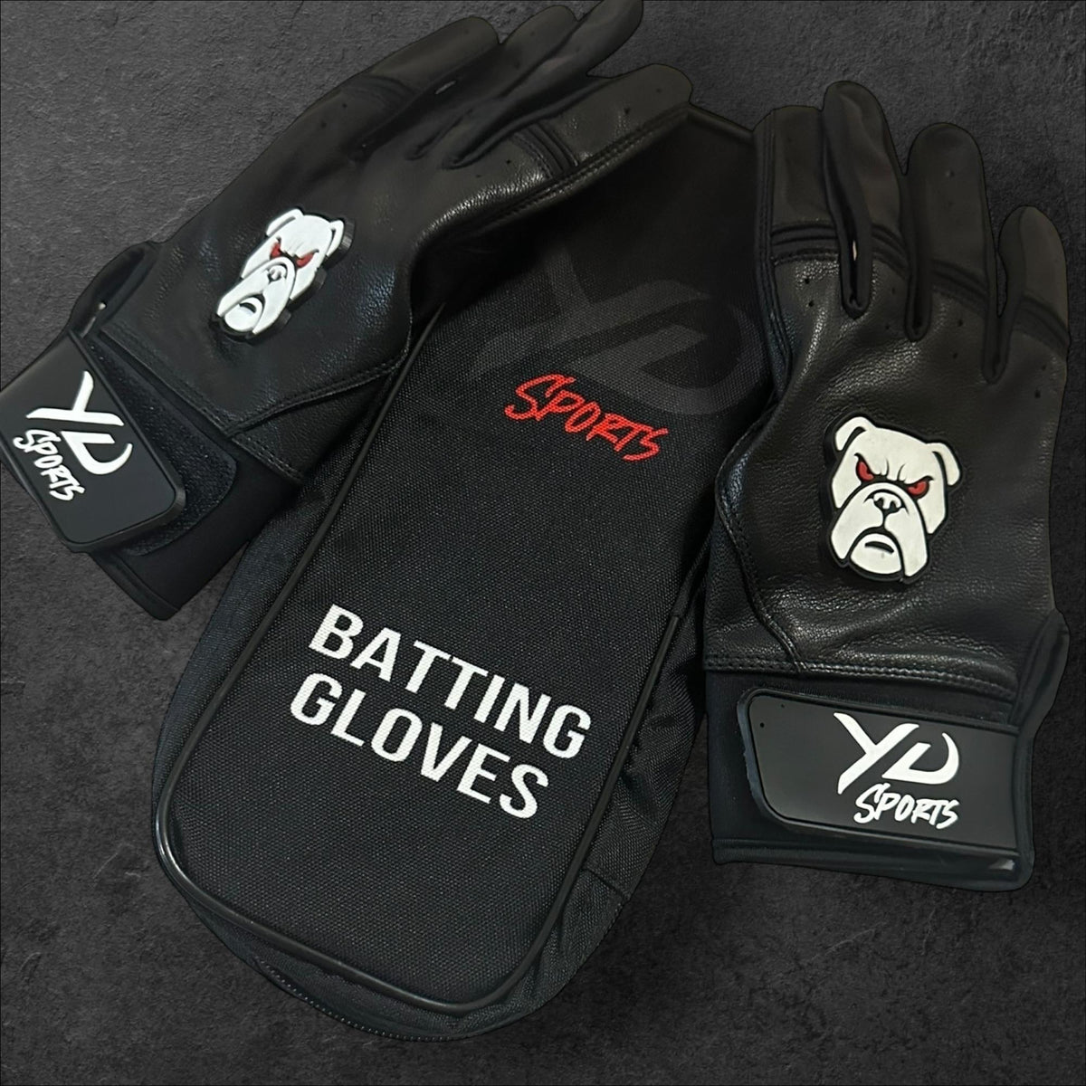 Black Leather Batting Gloves
